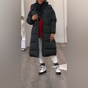 SPORTO Quilted Long Puffer Coat with Hood